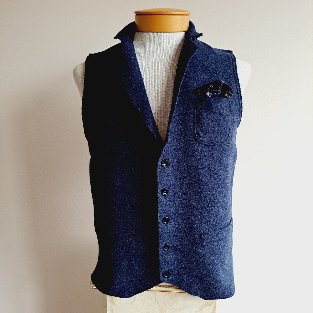 NWT Phil Petter Walk Navy 100% Merino Wool Knitwear Vest Size L